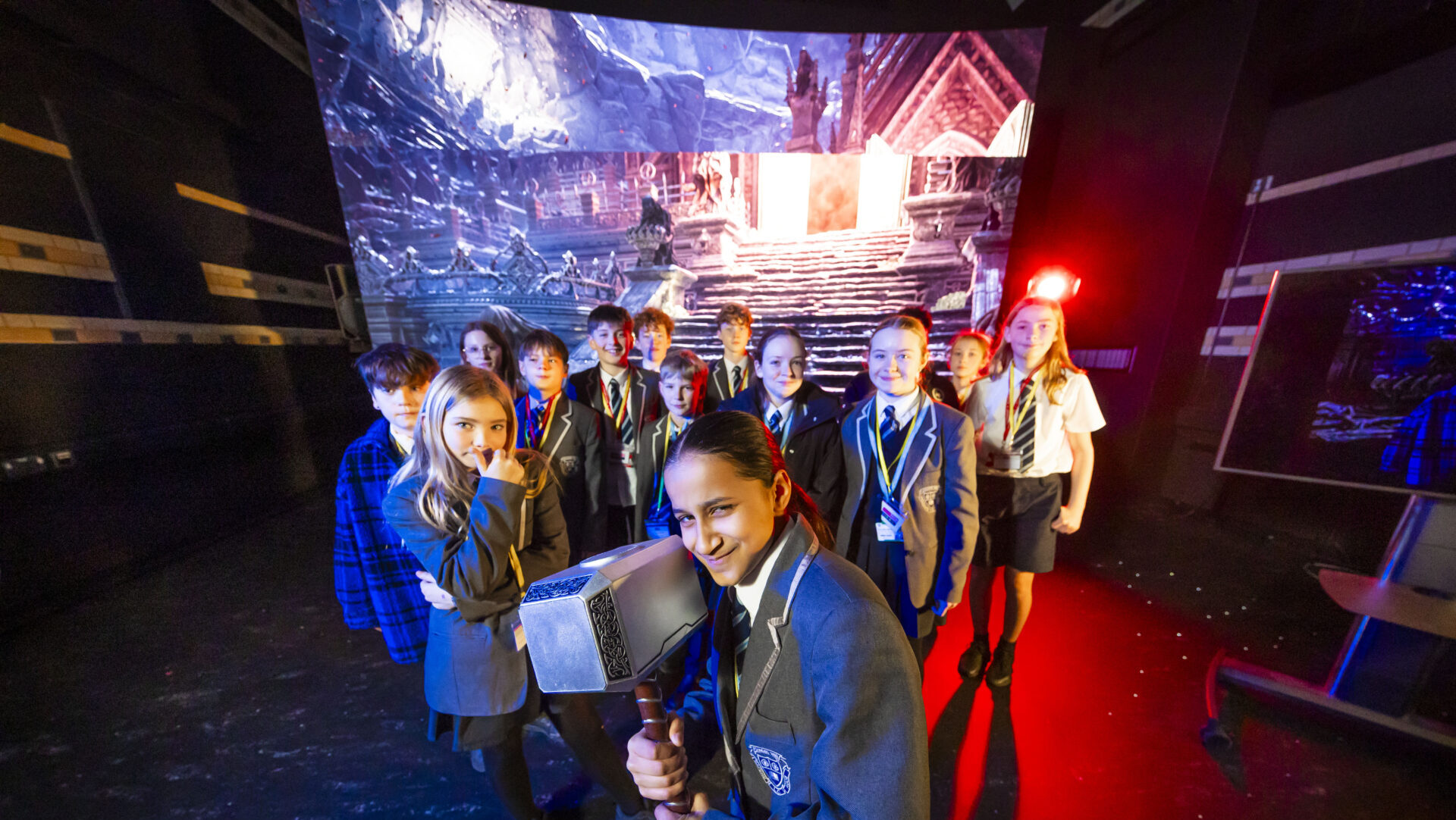 Teenagers exploring VFX studio at TeenTech DMU