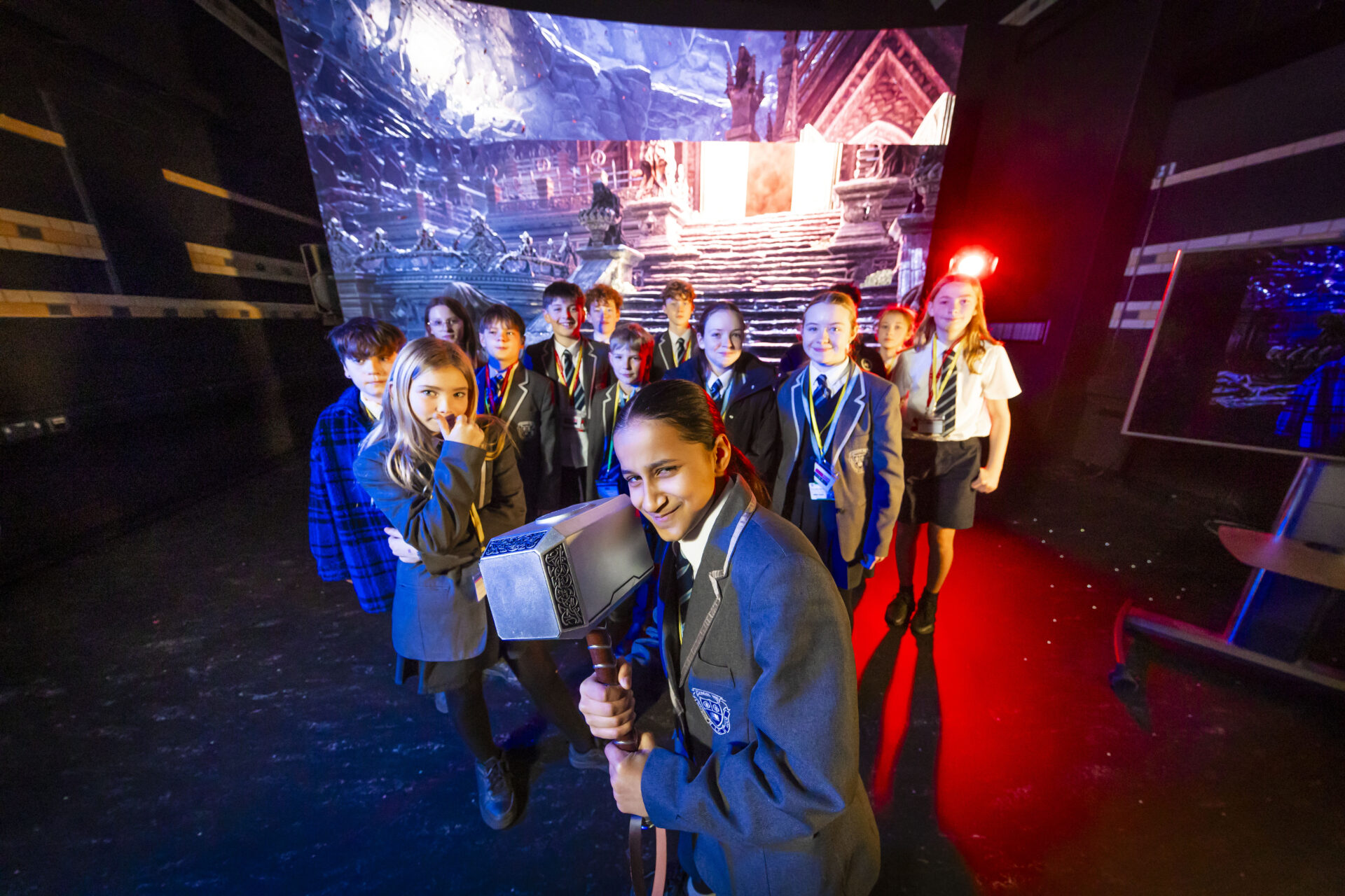 Teenagers exploring VFX studio at TeenTech DMU